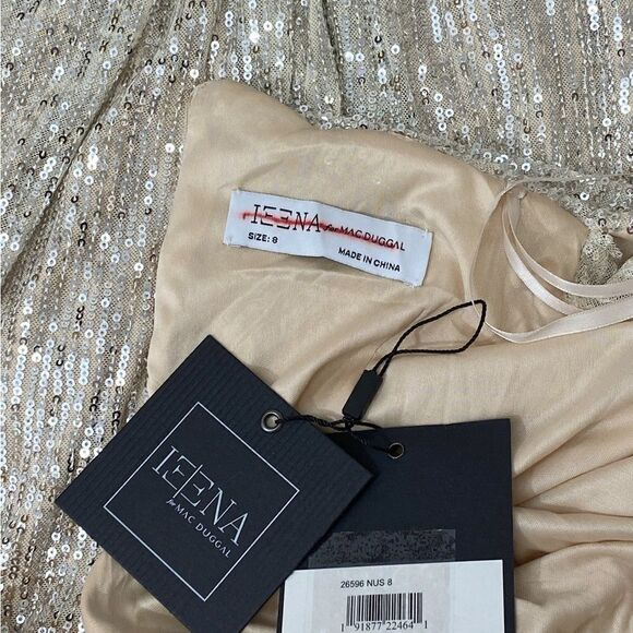 Mac Duggal Ieena Sequin One-Shoulder Long-Sleeve Jumpsuit size 8 - Picture 10 of 11